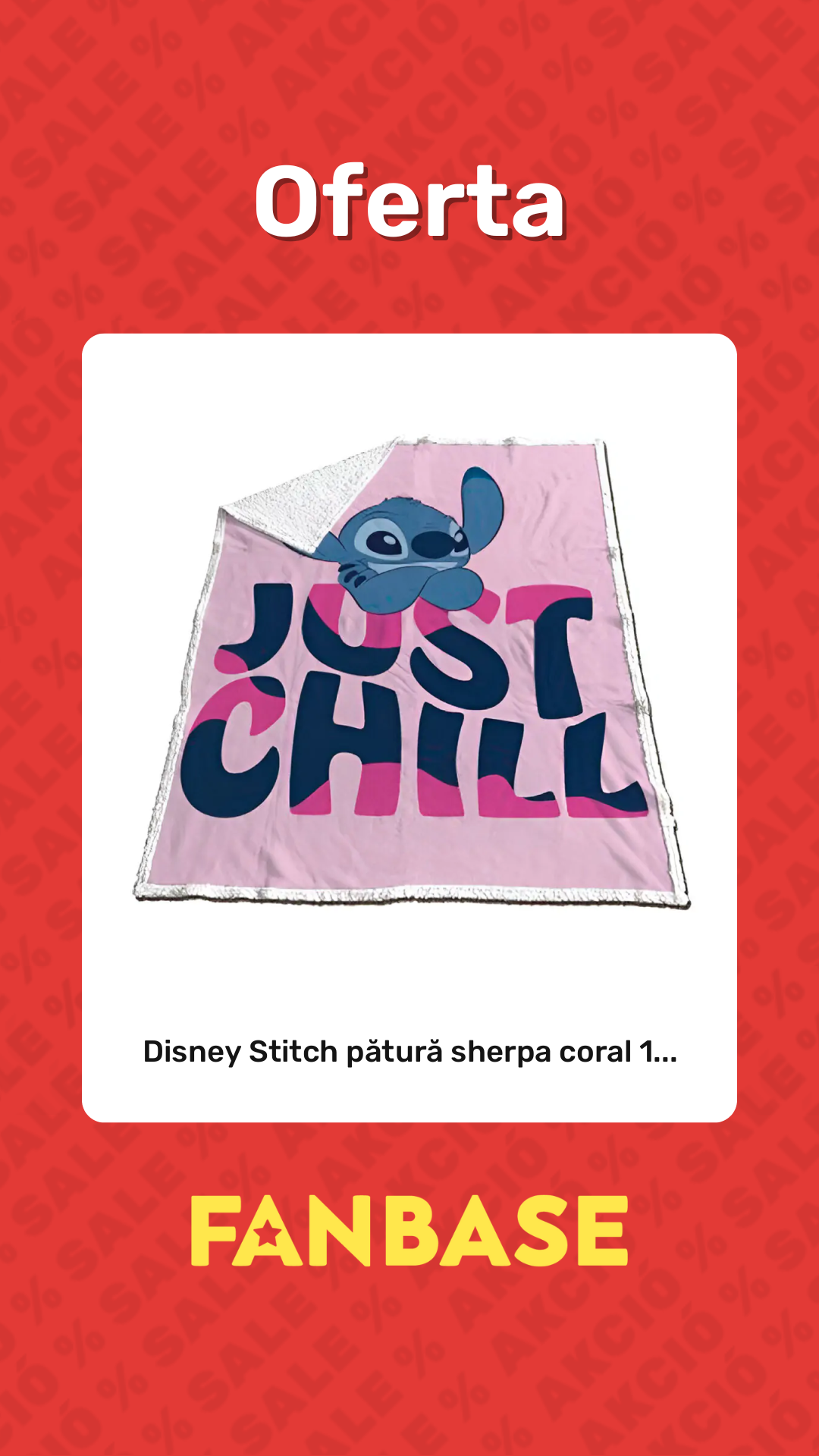 Oferte: Disney Stitch pătură sherpa coral 1...