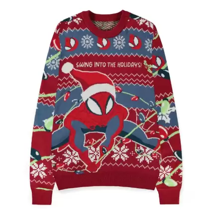 Spider-Man Sweater Christmas Jumper Swing into the Holidays Pulover de Crăciun poza produsului