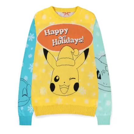 Pulover Pokémon Jumper de Crăciun Pikachu, Bulbasaur, Squirtle & Charmender poza produsului