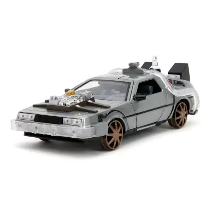 Back to the Future III Hollywood Rides Diecast Model 1/24 DeLorean Mașină a Timpului Roți de Cale Ferată poza produsului