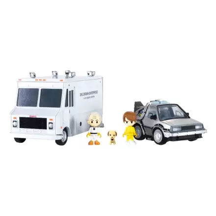Back to the Future Q-Village Vehicule with mini-figurine Time Machine Deluxe Set 9 cm poza produsului