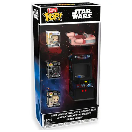 Figurina Bitty Funko POP Star Wars 8 Bit Luke Skywalker si Carcasa Arcade poza produsului