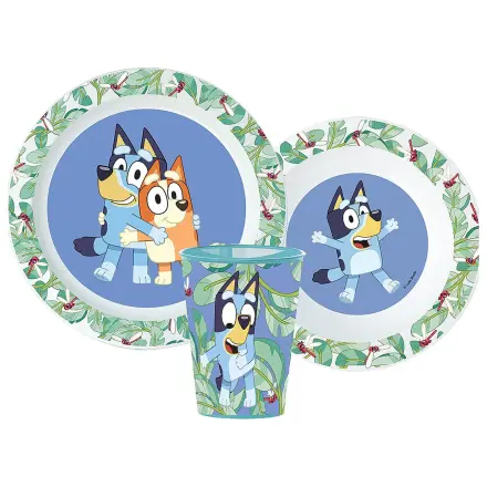 Set de cină Bluey Tropical, set micro plastic, cu sticla de 260 ml poza produsului