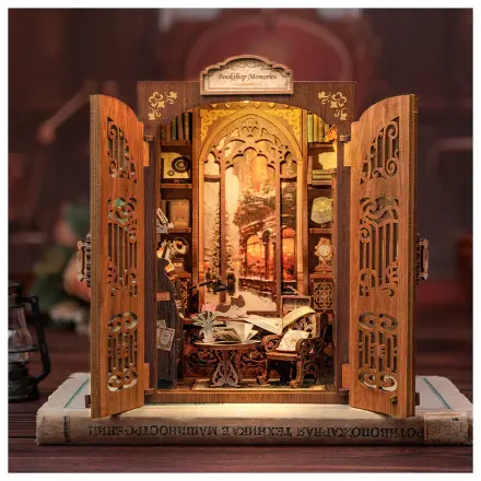 BOOK NOOK KIT DIY Memories Bookshop 127 de piese + Set de constructie cu lumina LED poza produsului