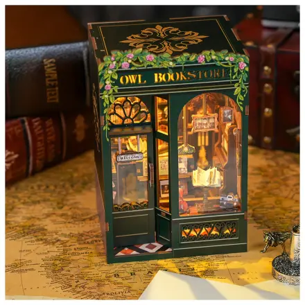 BOOK NOOK KIT DIY Owl Bookstore set de constructie de 139 piese + lumina LED poza produsului