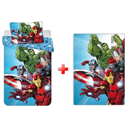 Avengers Light Blue Kids, Set Husa de Plapuma si Patura Fleece pentru Prescolari poza produsului