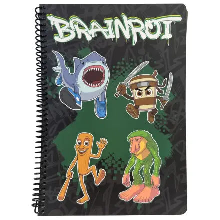 Brainrot Green B/5 Lined Spiral Notebook, 70 Foi poza produsului