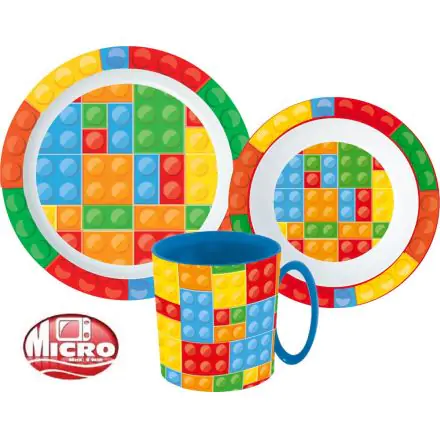 Bricks, Lego Pattern Tableware, Set Micro Plastic poza produsului
