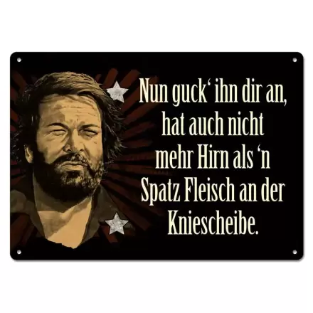 Placă metalică Bud Spencer Tin Sign Nun guck' ihn dir an,... 10 x 15 cm poza produsului
