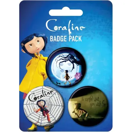 Coraline Large Pin-Back Buttons Pachet de 3 bucati Key Art poza produsului