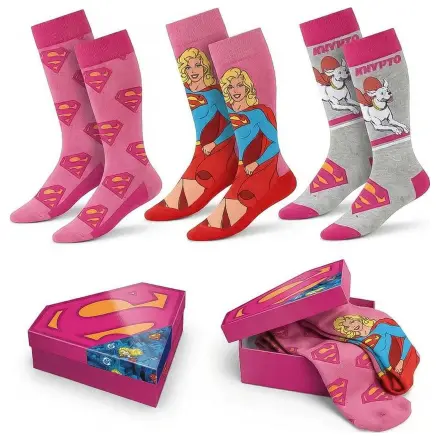 DC Comics Superman Supergirl set de 3 sosete pentru adulti poza produsului