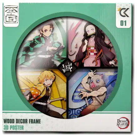 DEMON SLAYER Tanjiro, Nezuko... Ramă decor lemn Poster 3D poza produsului