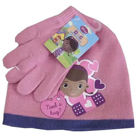 Disney Doc McStuffins Set caciula si manusi Hug Pink pentru copii 52 cm poza produsului