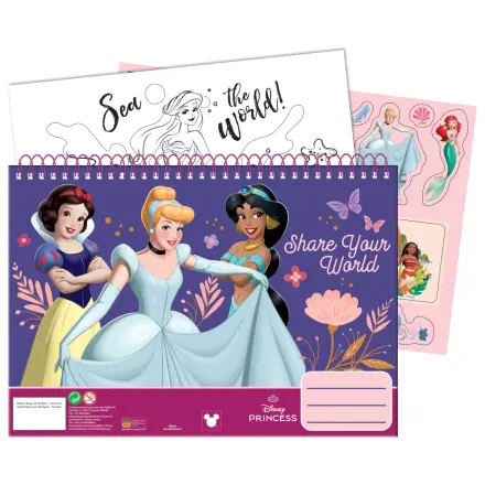 Disney Princess Your World A/4 Caiet de schite spiralat 40 coli cu autocolante poza produsului