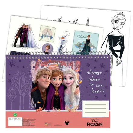 Disney Frozen Heart A/4 Bloc de desen spiralat 40 de foi cu autocolante poza produsului