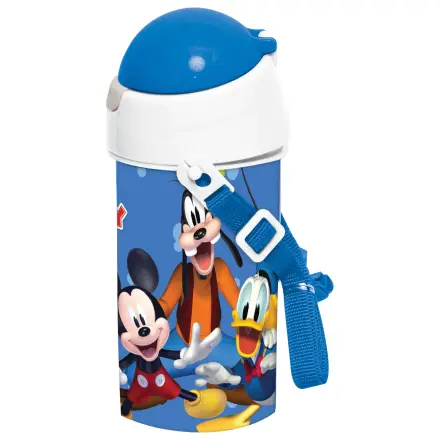 Disney Mickey Blue Plastic Sticla de apa cu Pai si Snur 500 ml poza produsului
