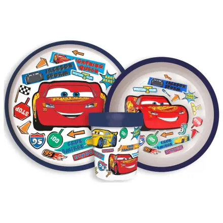 Set de vesela antiderapant Disney Cars Stickers Go, set micro plastic poza produsului