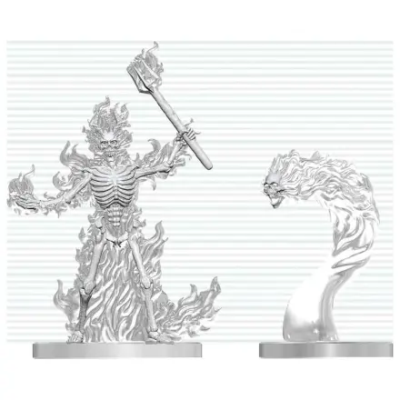 Dungeons & Dragons Nolzur's Marvelous Miniatures Miniatură nepictată Flaming Skeleton & Flameskull 14 cm poza produsului