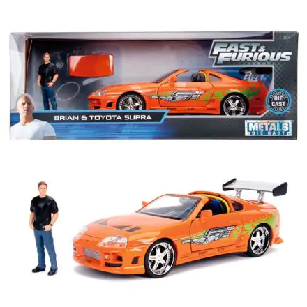 Fast and Furious Toyota Supra masina + Brian figurina set poza produsului