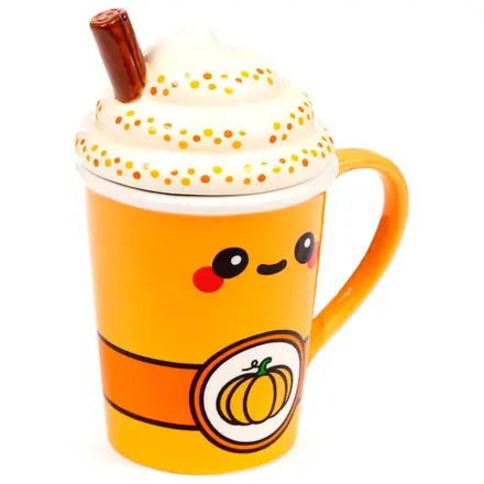 Foodiemals Latte cana din ceramica cu capac in forma de dovleac cu capacitate 325ml poza produsului