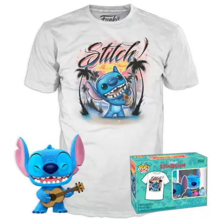 Figurină Funko POP & cutie tricou Disney Stitch Ukelele Exkluzív termékfotója