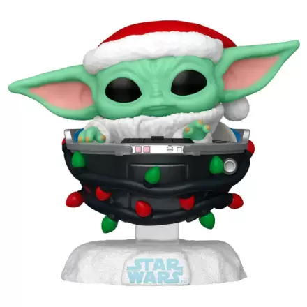 Figurină Funko POP Star Wars Grogu cu căciulă de Moș Crăciun în cărucior termékfotója