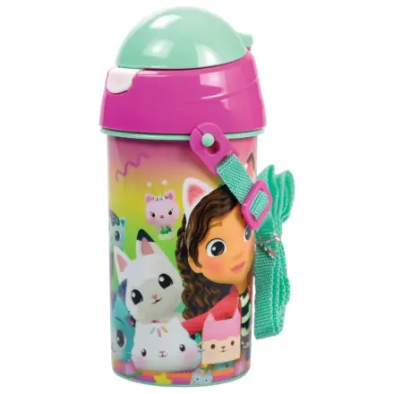 Gabby's Dollhouse sticla de apa din plastic cu pai, cu nuante ce se estompeaza, cu agatatoare, 500 ml poza produsului