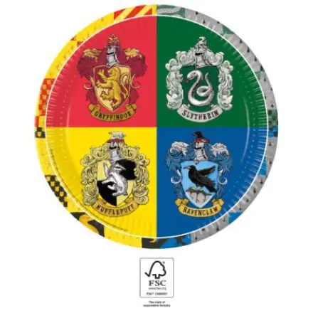 Harry Potter Hogwarts Houses farfurii de hârtie 8 buc 23 cm FSC poza produsului
