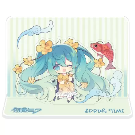 Hatsune Miku Acril Figura Standee Hatsune Miku Spring Time Chibi Miku cu Koi 11 cm poza produsului