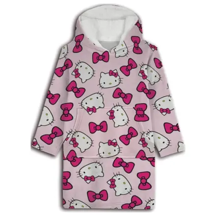 Hello Kitty Bow Adult Wearable Plush Fleece Patura Tip Poncho poza produsului