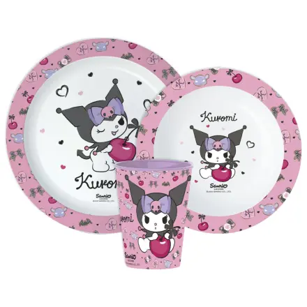 Hello Kitty Kuromi Set de vesela, Set Micro Plastic, cu pahar de 260 ml poza produsului