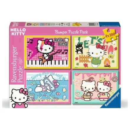 Hello Kitty Puzzle Pachet de 4 Let's Go, Hello Kitty! (4x100 piese) poza produsului
