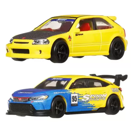 Hot Wheels Premium Car Culture Vehicul turnat sub presiune Set de 2 1/64 '99 Honda Civic Type R (EK9) & Honda Civic Type R poza produsului