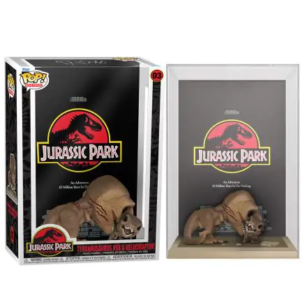 Jurassic Park POP! Poster Film & Figurina Tyrannosaurus Rex & Velociraptor 9 cm termékfotója