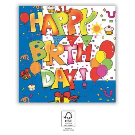 Kokliko Happy Birthday Șervețele 20 bucăți 33x33 cm FSC poza produsului