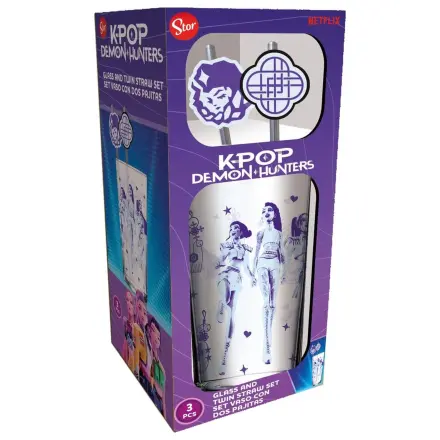 KPop Demon Hunters pahar de sticla cu paie 485 ml poza produsului