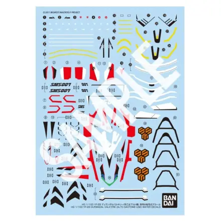 MACROSS HG 1/100 YF-29 Durandal Valkyrie „Water Decals” Set de model poza produsului