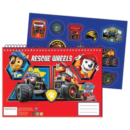 Paw Patrol Rescue Wheels A/4 Spiral Sketchbook cu 40 stickere poza produsului