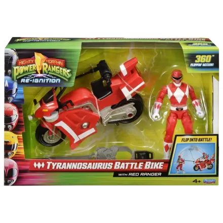Mighty Morphin Power Rangers Battle Bike Vehicle Tyrannosaurus Rex cu Red Ranger 18 cm poza produsului