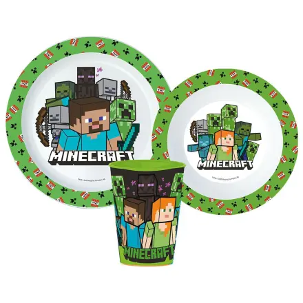Set tacamuri Minecraft Creeper, Set Micro Plastic, cu pahar de 260 ml poza produsului
