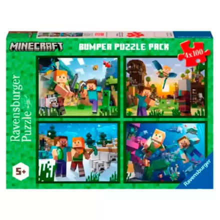 Minecraft puzzle 4x100 piese poza produsului