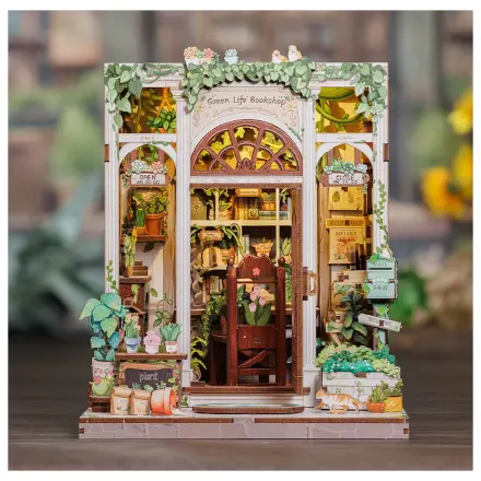 MINIATURE HOUSE DIY Green Life Bookshop 196 piese + Set de constructie LED Light poza produsului