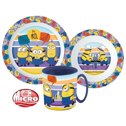 Minions Striped Dinnerware, set micro plastic cu cana poza produsului