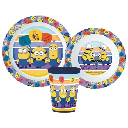 Set de masa Minions Striped, set micro plastic, cu ceasca de 260 ml poza produsului