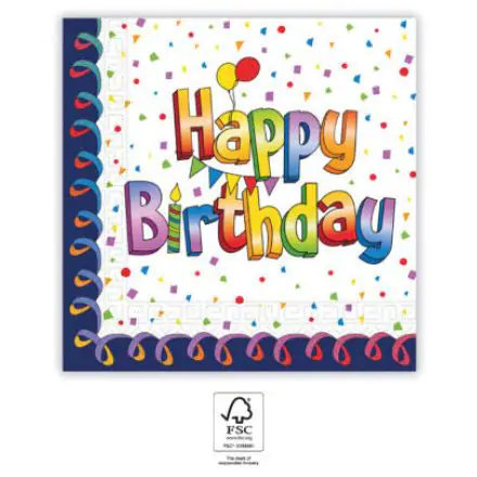 Servetele Multicolor Happy Birthday 20 de piese 33x33 cm FSC poza produsului