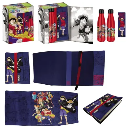 One Piece Sticla de otel, Autocolant, Set cadou husa carte albastru poza produsului
