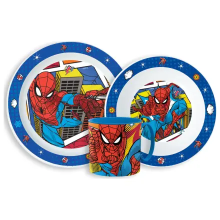 Set vesela Spider-Man Grid, set micro plastic cu cana de 265 ml poza produsului