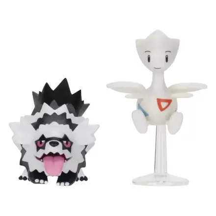 Set 2 figurine Pokémon Galarian Zigzagoon & Togetic cu Stand 8 cm poza produsului
