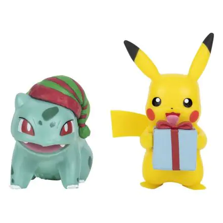 Pachet Figurine de Luptă Pokémon Mini Figurine 2-Pack Holiday Edition: Pikachu & Bulbasaur 5 cm poza produsului