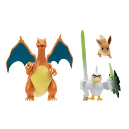 Set de 3 figurine Pokémon Eevee, Sirfetch'd & Charizard poza produsului